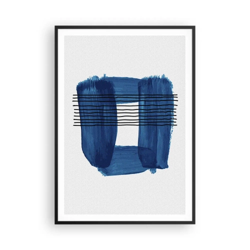 Poster in einem schwarzem Rahmen - Blaue und schwarze Komposition - 70x100 cm