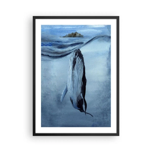 Poster in einem schwarzem Rahmen - Ein Wal unter der Meeresoberfläche - 50x70cm - Zwei Nordwelten - Moderne Wanddekoration für Wohnzimmer und Schlafzimmer ARTTOR