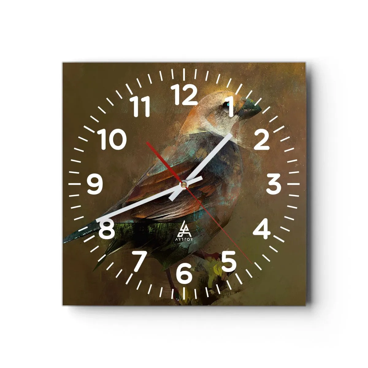 Wanduhr - Glasuhr - Ein Spatz, ein kleines Vögelchen - 40x40 cm