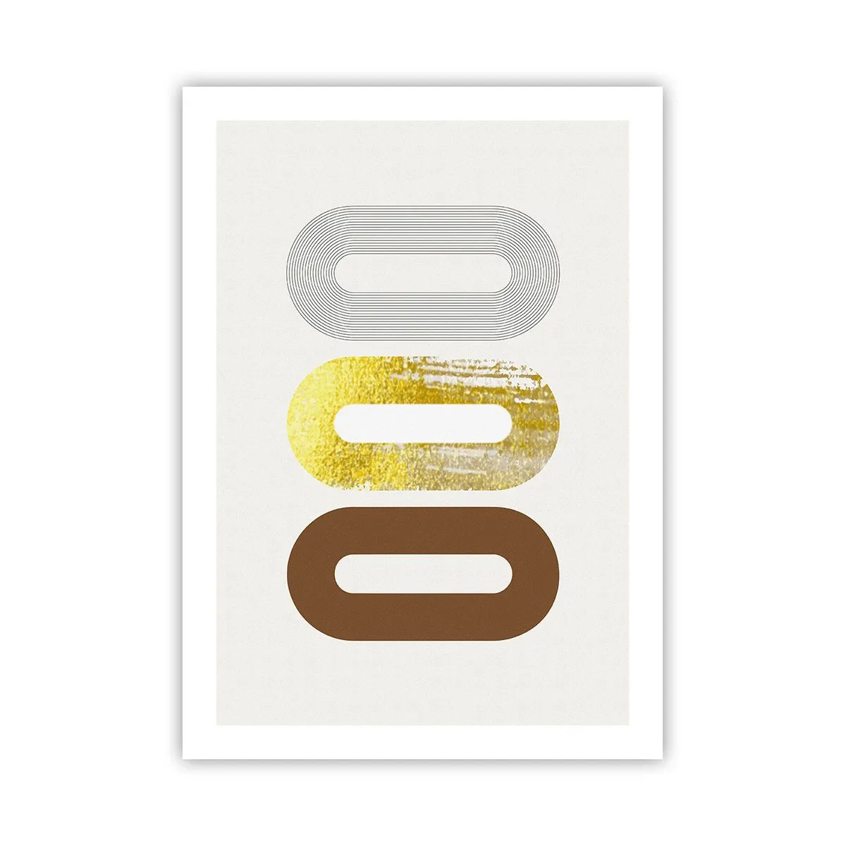 Poster - Geometrische Formen in Gold-, Braun- und Grautönen - 50x70cm - Oooh! - Moderne Wanddekoration für Wohnzimmer und Schlafzimmer ARTTOR