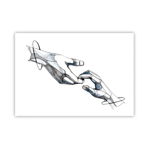 Poster - Künstlerische Darstellung einer Hand in minimalistischer und geometrischer Form - 100x70cm - Eine gute Geste - Moderne Wanddekoration für Wohnzimmer und Schlafzimmer ARTTOR