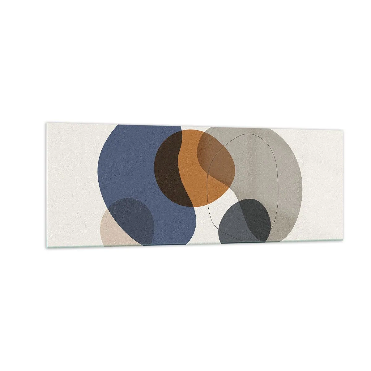 Glasbild - Bild auf glas - Abstrakte bunte Formen in Blau- und Brauntönen - 140x50cm - Farbtropfen - Moderne Wanddekoration für Wohnzimmer und Schlafzimmer ARTTOR