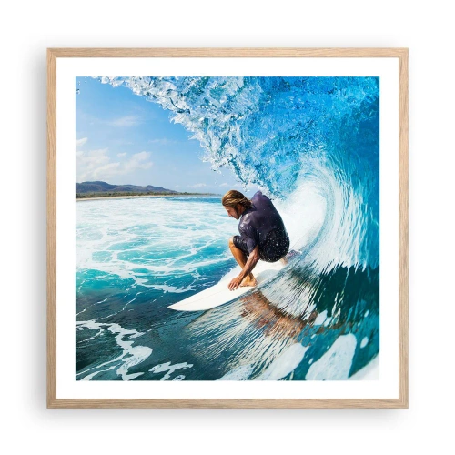 Poster in einem Rahmen aus heller Eiche - Tanzen mit den Wellen - 60x60 cm