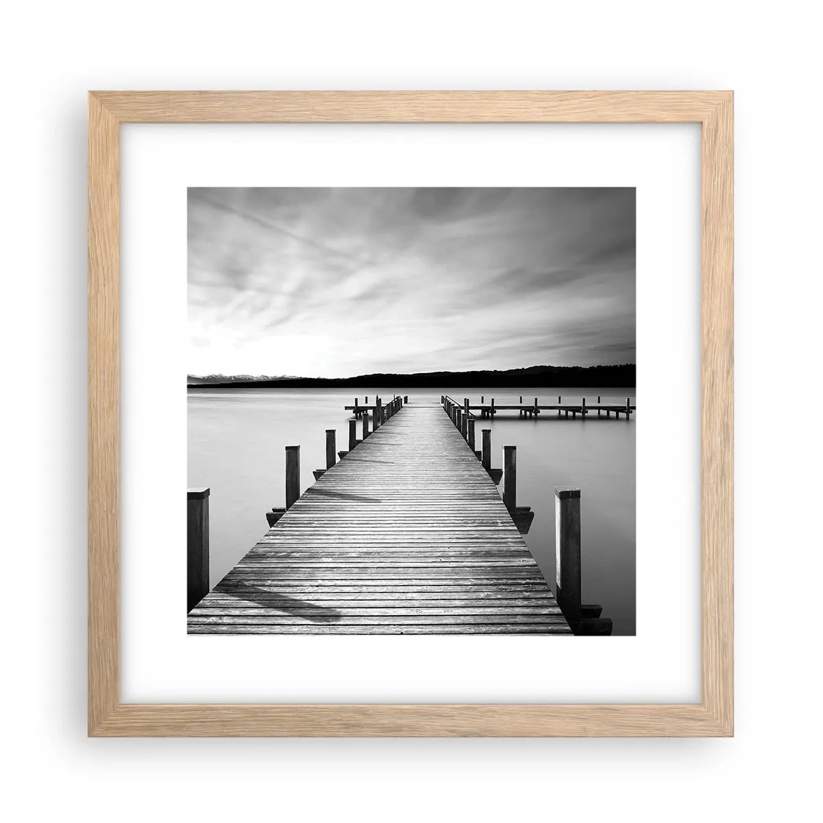 Poster in einem Rahmen aus heller Eiche - An der Wasserstelle - Ruhe - 30x30 cm