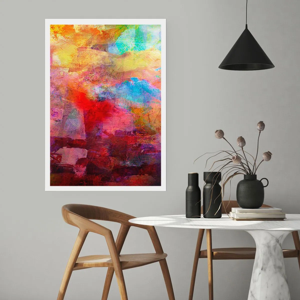 Poster - Abstrakte Kompositionen voller Farben und Dynamik - 50x70cm - Schau in den Regenbogen - Moderne Wanddekoration für Wohnzimmer und Schlafzimmer ARTTOR