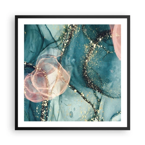 Poster in einem schwarzem Rahmen - Seidenblau, Tüllrosa - 60x60 cm