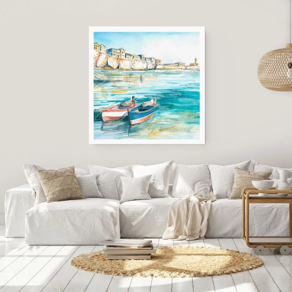 Poster - Landschaft in Azurblau - 40x40 cm