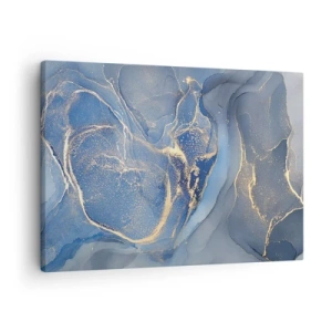Bild auf Leinwand - Leinwandbild - Abstrakte blaue Muster mit goldenen Akzenten - 70x50cm - Goldstaub - Moderne Wanddekoration für Wohnzimmer und Schlafzimmer ARTTOR
