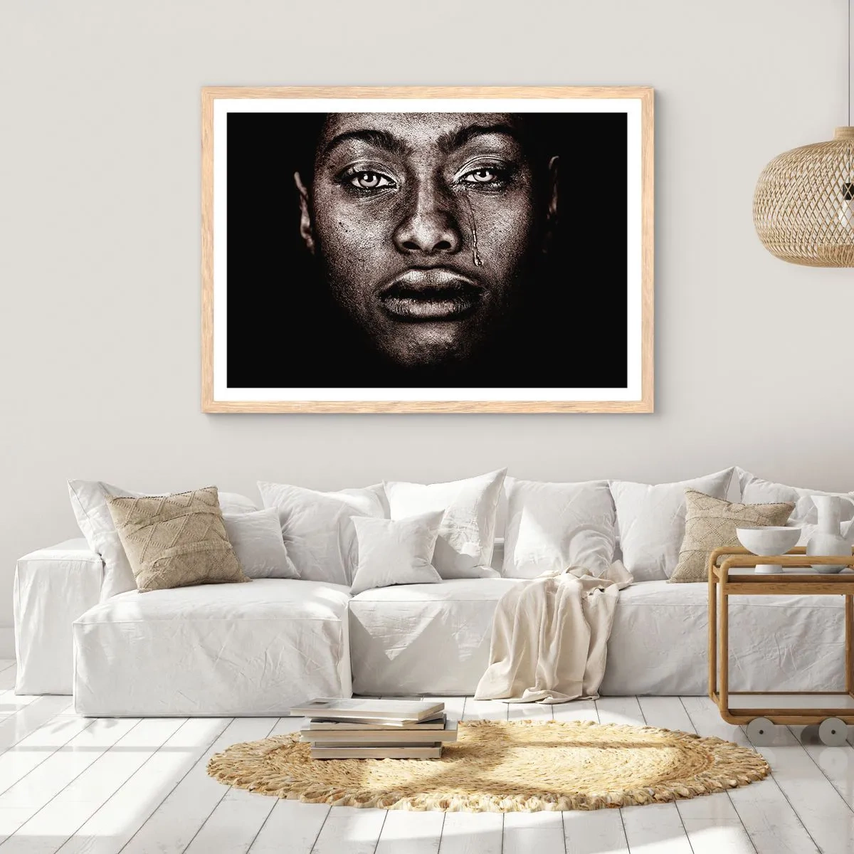 Poster in einem Rahmen aus heller Eiche - Eine Träne - 70x50 cm