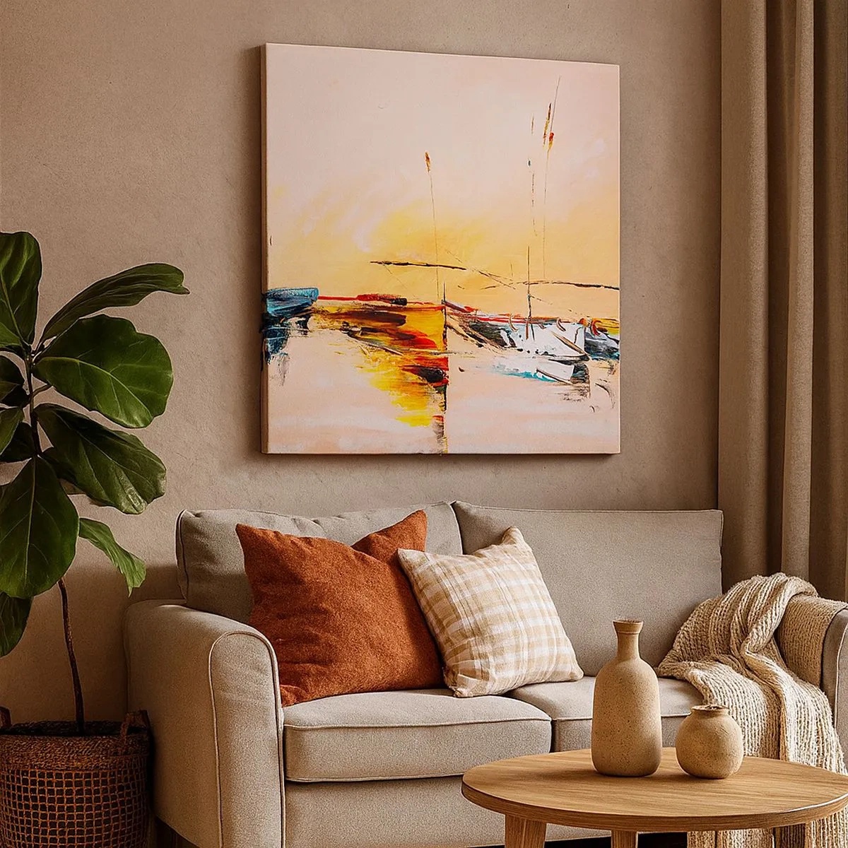 Bild auf Leinwand - Leinwandbild - Abend im Yachthafen - 30x30 cm