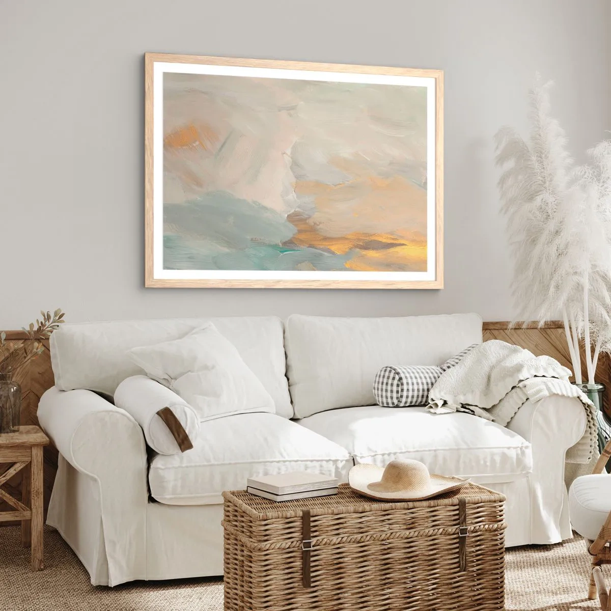 Poster in einem Rahmen aus heller Eiche - Abstraktion – das Land der Sanftheit - 40x30 cm