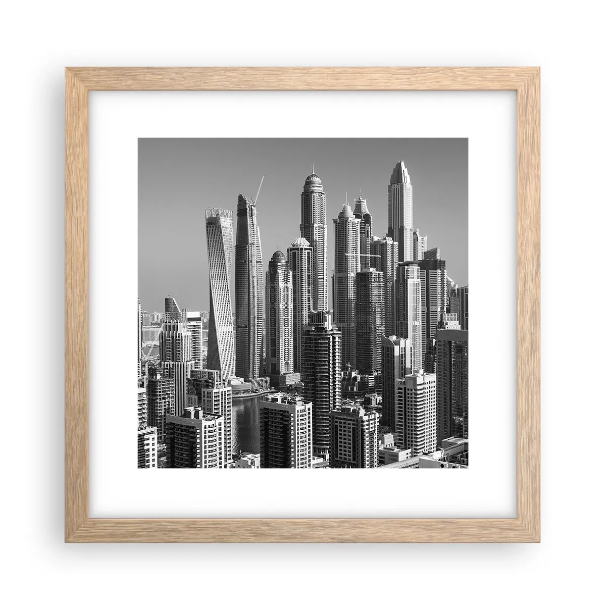 Poster in einem Rahmen aus heller Eiche - Stadt in der Wüste - 30x30 cm