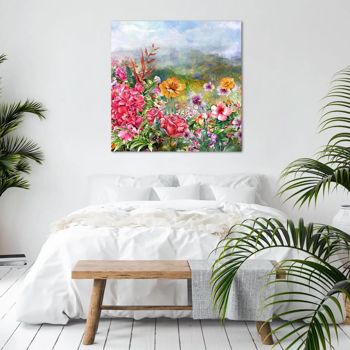 Bild auf Leinwand - Leinwandbild - Ein Garten, der verrückt geworden ist - 40x40 cm