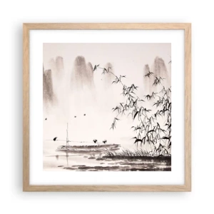 Poster in einem Rahmen aus heller Eiche - Die Stille der Reisfelder - 40x40 cm