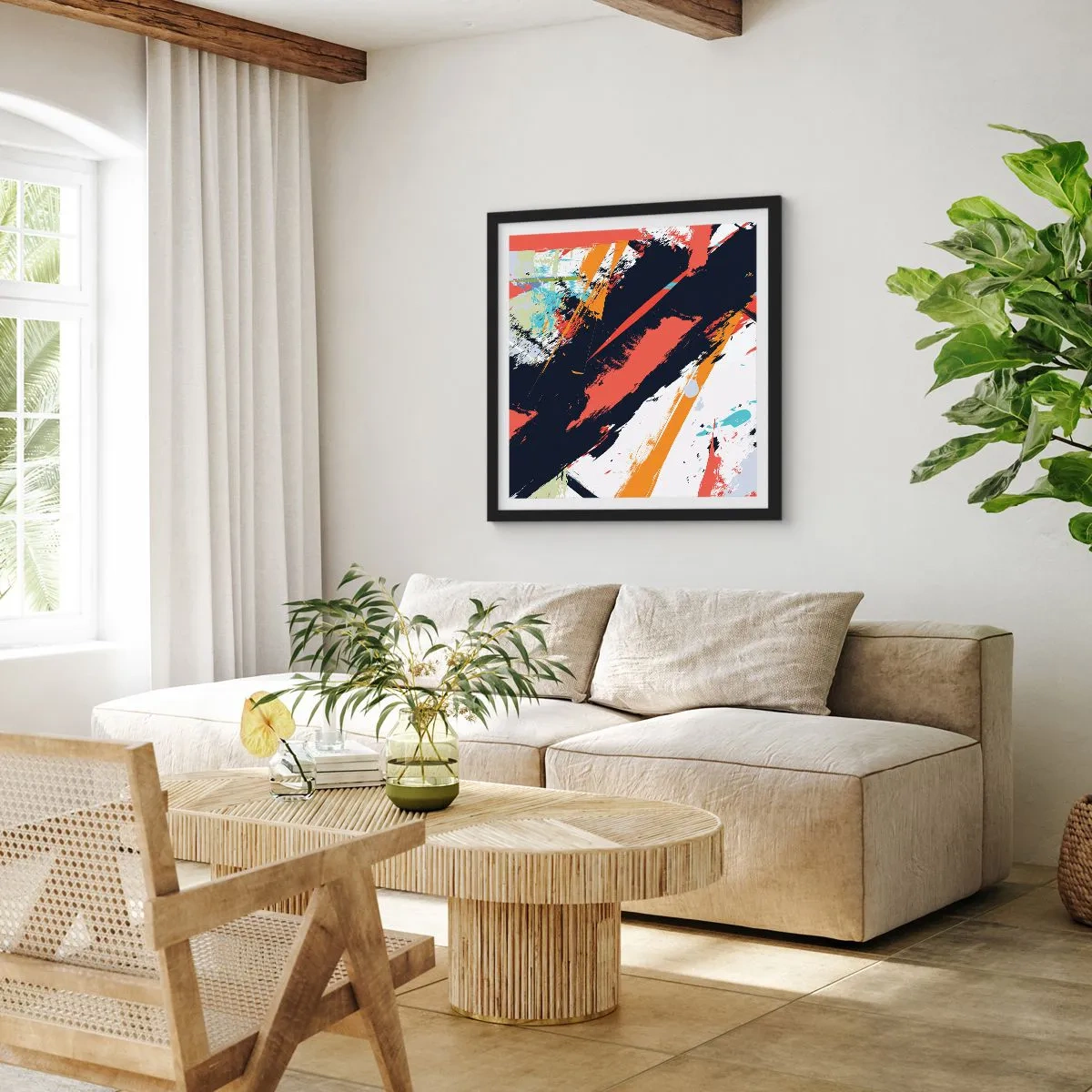 Poster in einem schwarzem Rahmen - Dynamische Komposition - 40x40 cm