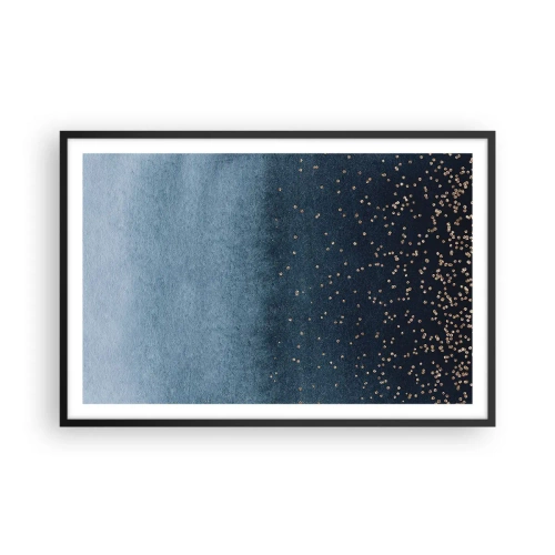 Poster in einem schwarzem Rahmen - Komposition - blaue Phasen - 91x61 cm