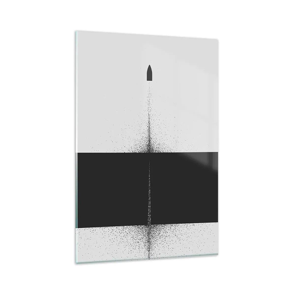 Glasbild - Bild auf glas - Ein symbolisches Projektil im minimalistischen, abstrakten Stil. - 80x120cm - Direkt zum Ziel - Moderne Wanddekoration für Wohnzimmer und Schlafzimmer ARTTOR