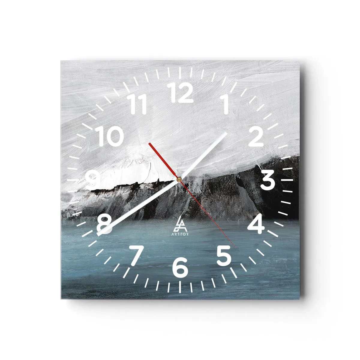 Wanduhr - Glasuhr - Wasser – Erde: Kampf der Naturelemente - 40x40 cm