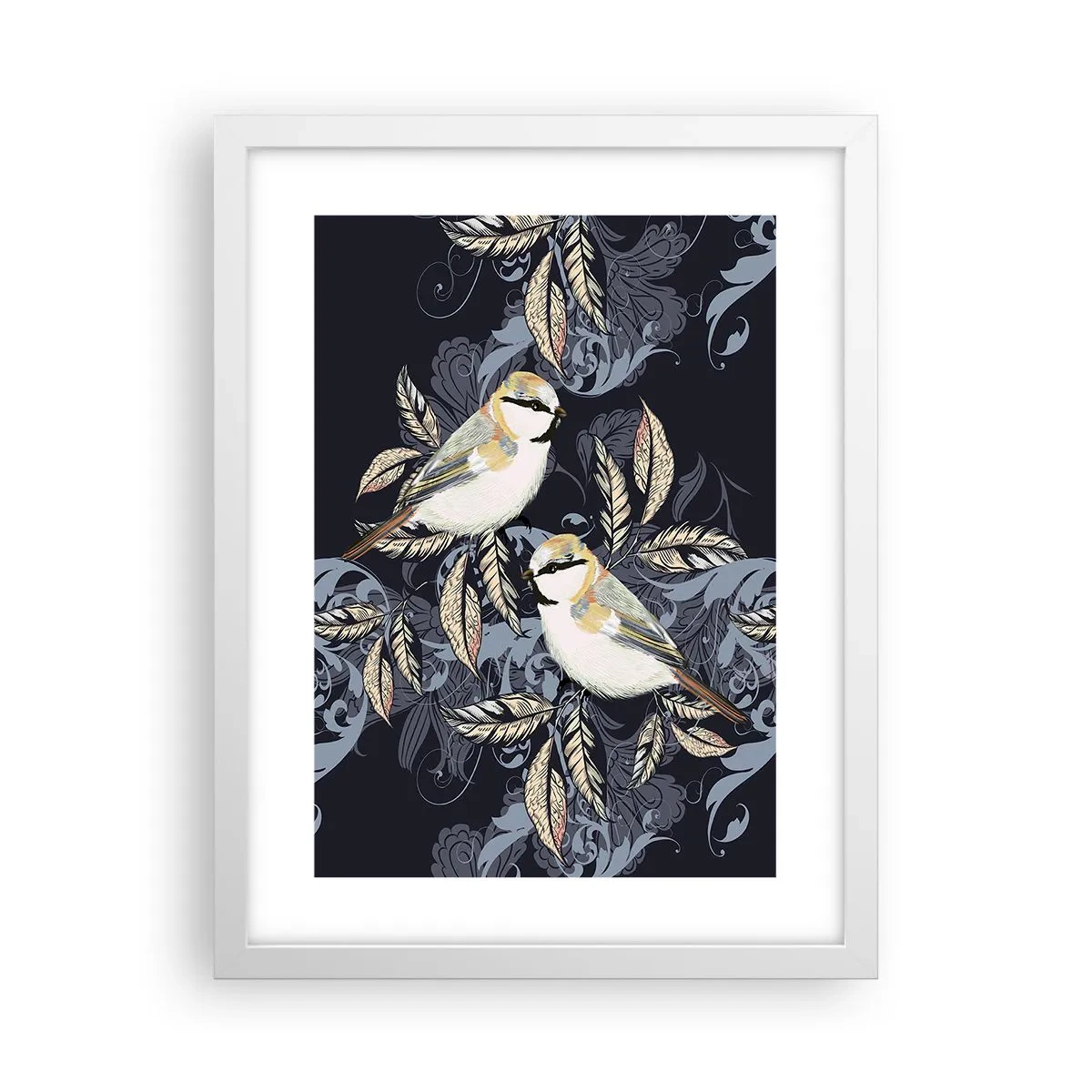 Poster in einem weißen Rahmen - Gelb-blauer Triller - 30x40 cm