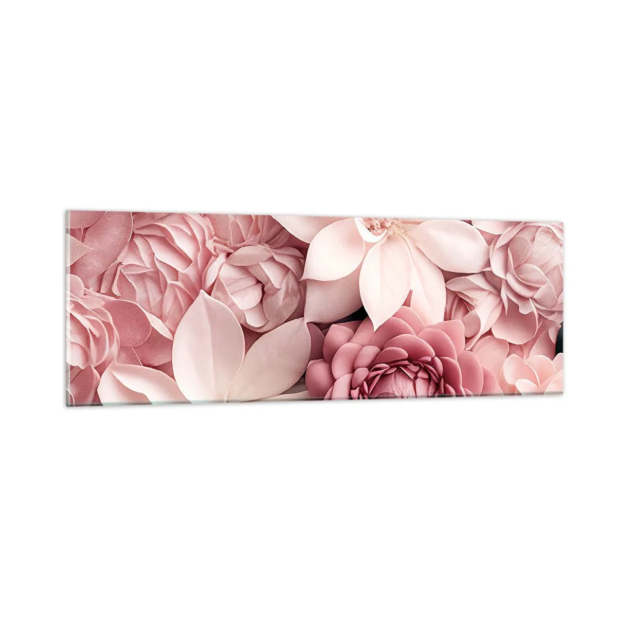 Glasbild - Bild auf glas - In rosa Blütenblättern - 90x30 cm