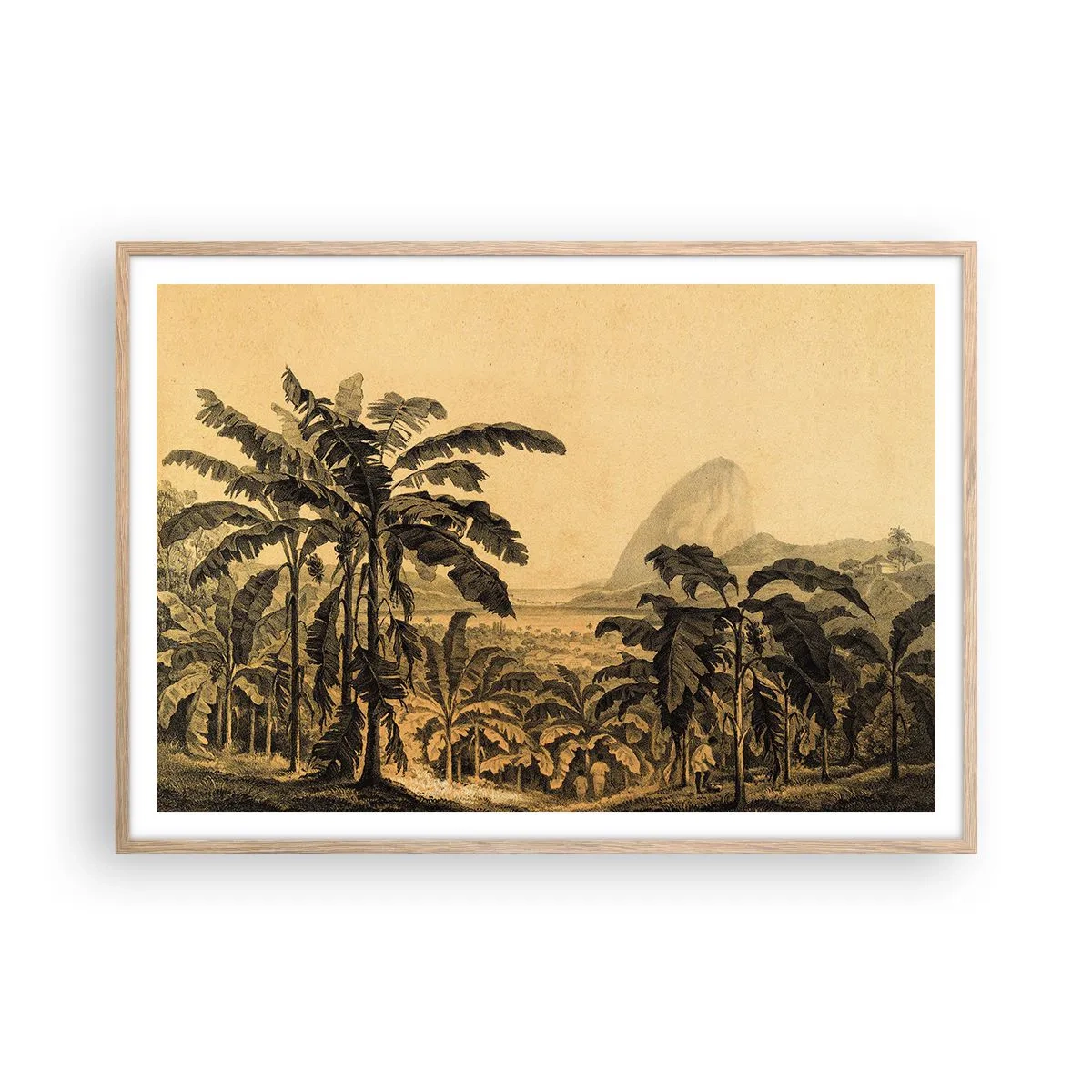 Poster in einem Rahmen aus heller Eiche - in einem kolonialen Klima - 100x70 cm