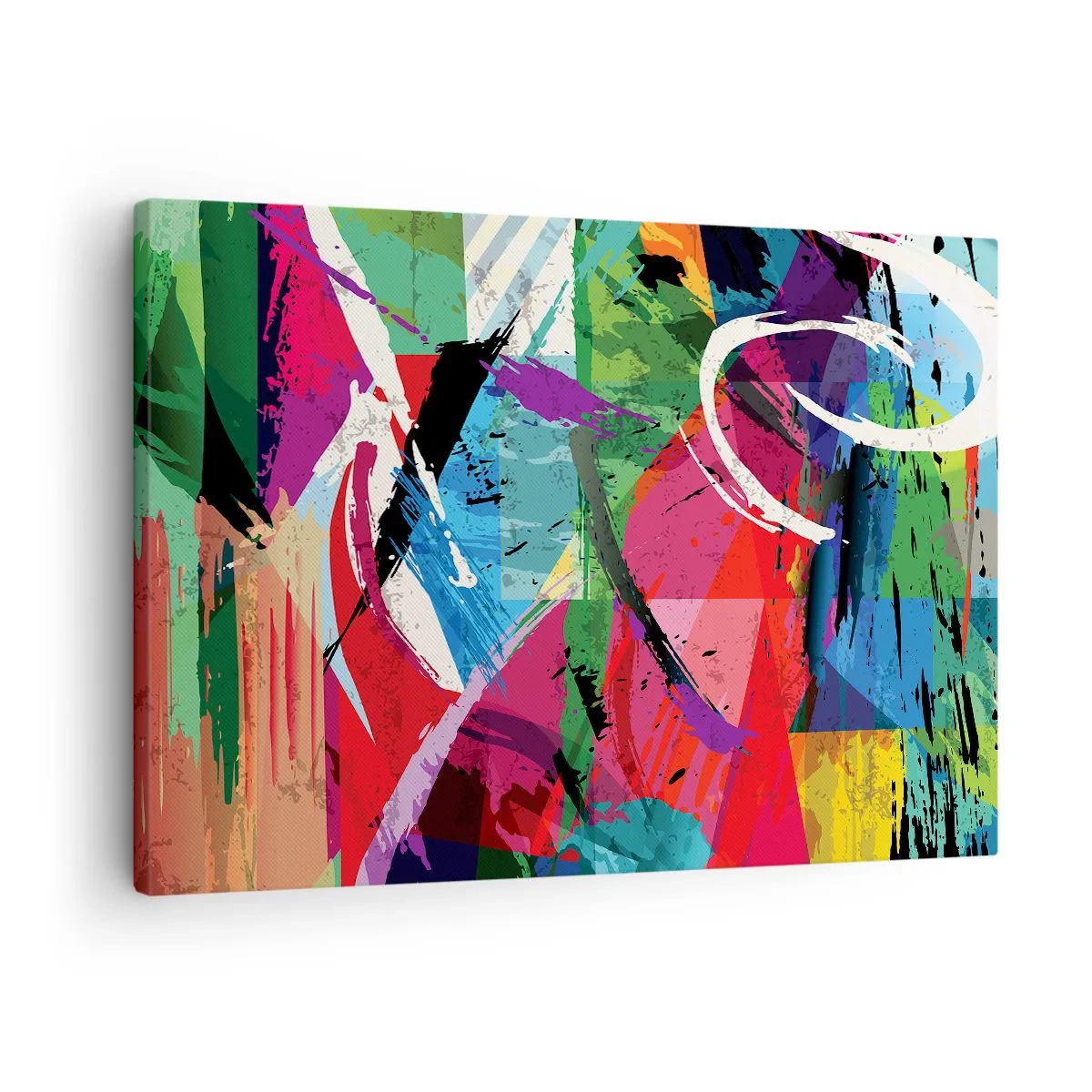 Bild auf Leinwand - Leinwandbild - Farbenfrohe Abstraktion mit dynamischen Pinselstrichen - 70x50cm - Schnell, spritzig und springt - Moderne Wanddekoration für Wohnzimmer und Schlafzimmer ARTTOR