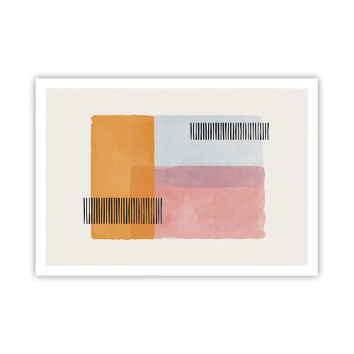 Poster - Geometrie in Pastellfarben mit Linien auf hellem Hintergrund - 100x70cm - Von Ecke zu Ecke - Moderne Wanddekoration für Wohnzimmer und Schlafzimmer ARTTOR