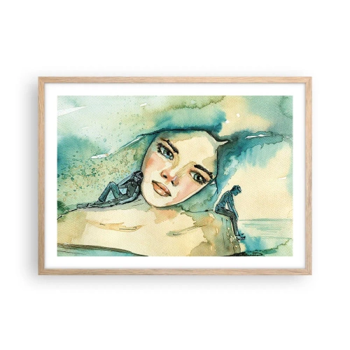 Poster in einem Rahmen aus heller Eiche - Bin ich blau? - 70x50 cm