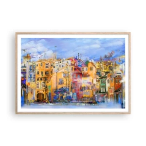 Poster in einem Rahmen aus heller Eiche - Wir sind zusammen - 100x70 cm