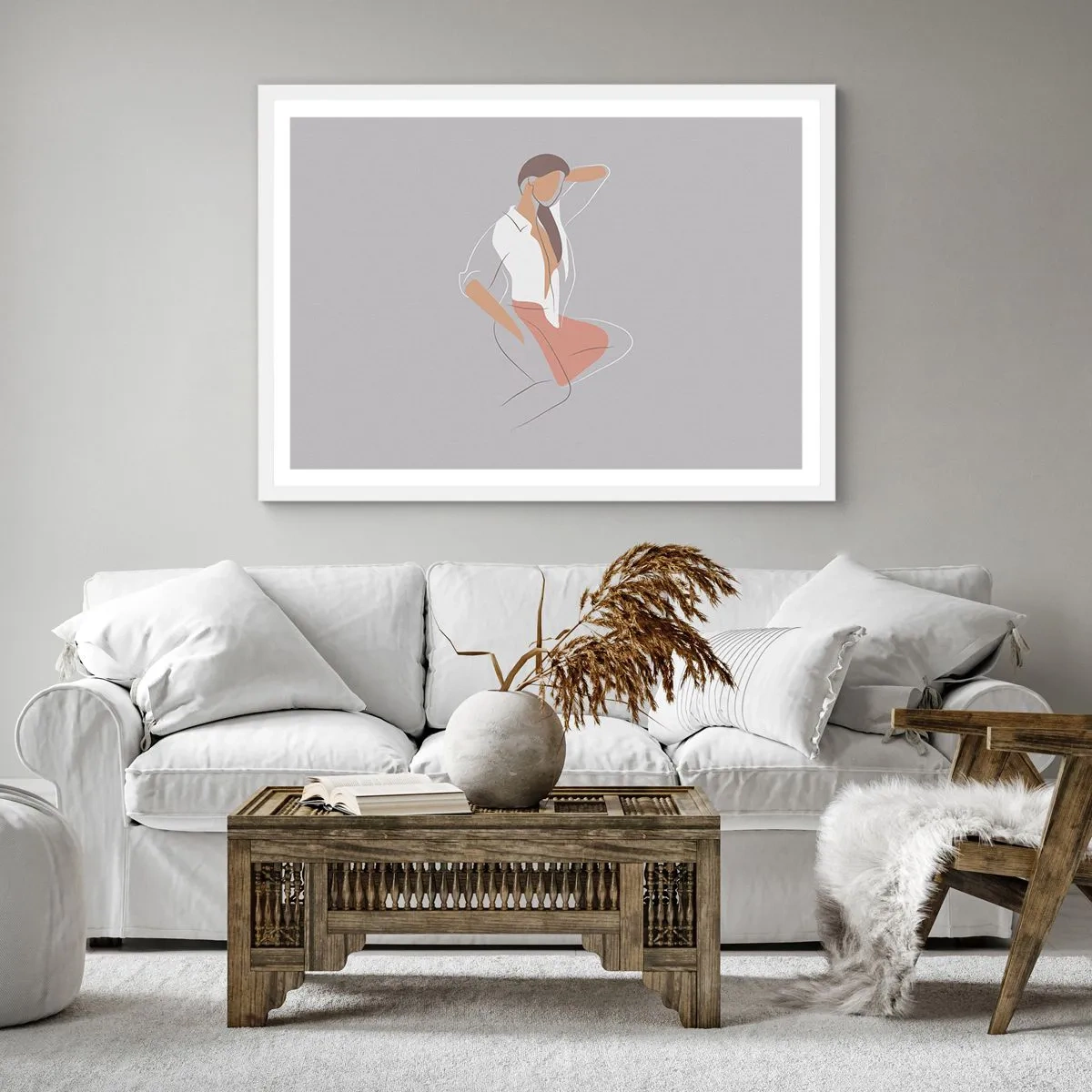 Poster in einem weißen Rahmen - Umriss der Anmut - 30x30 cm