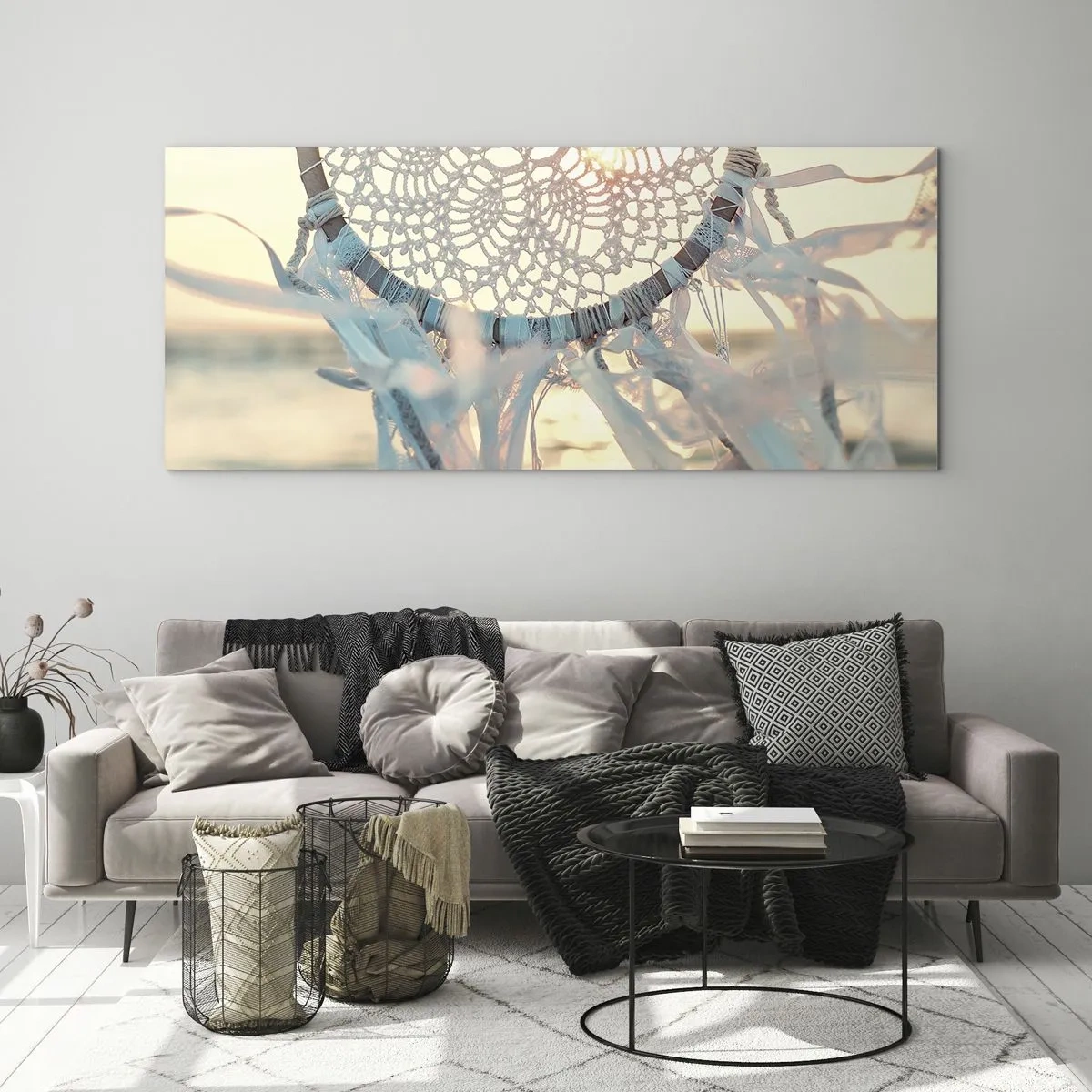 Glasbild - Bild auf glas - Totem aus Spitze - 100x40 cm