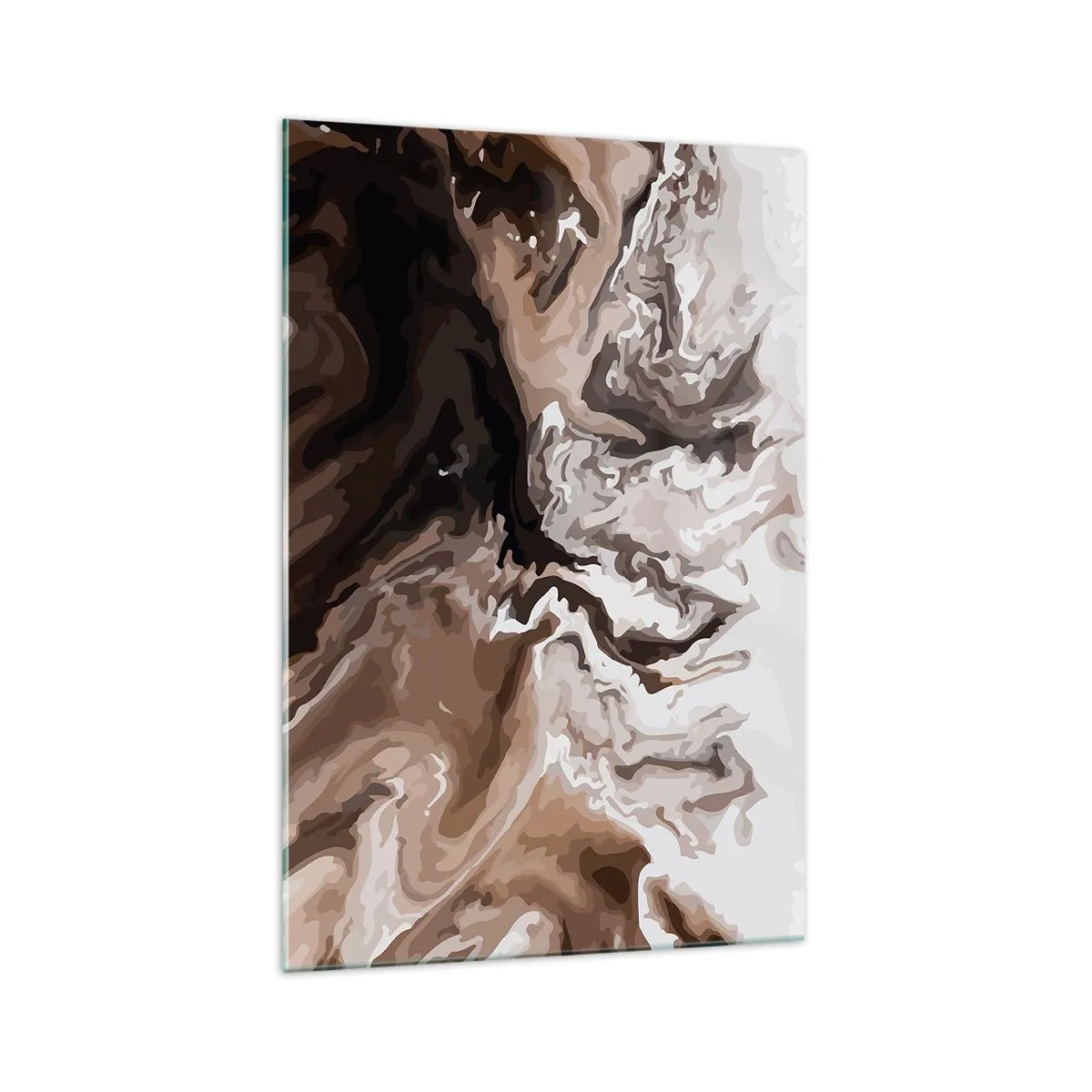 Glasbild - Bild auf glas - Abstraktion in Brauntönen mit dynamischen Linien - 70x100cm - Farbkontrast - Moderne Wanddekoration für Wohnzimmer und Schlafzimmer ARTTOR