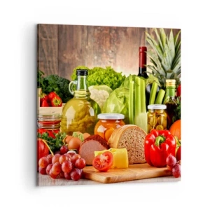 Bild auf Leinwand - Leinwandbild - Geräuchert, gebacken und eingelegt - 60x60 cm