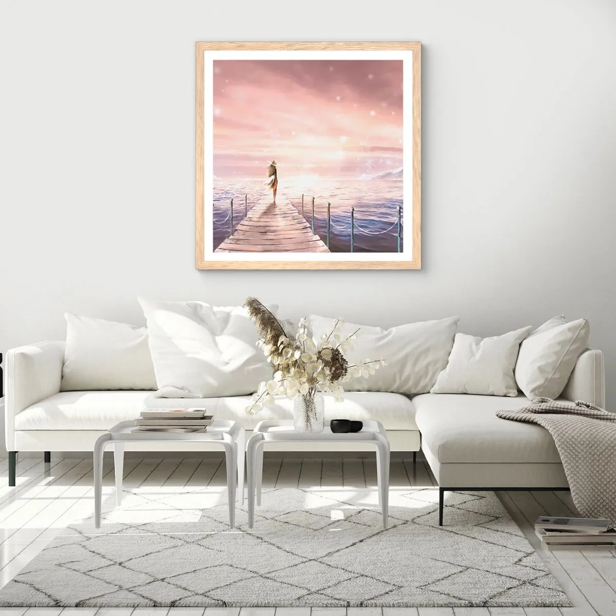 Poster in einem Rahmen aus heller Eiche - Im Licht eines Traums - 40x40 cm
