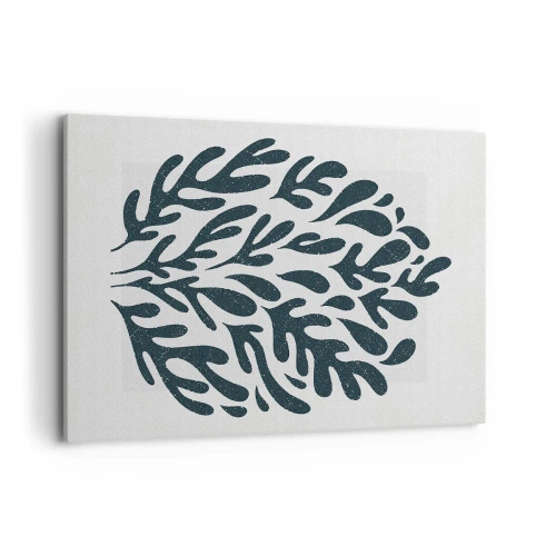 Bild auf Leinwand - Leinwandbild - Dunkles abstraktes Blattmotiv auf hellem Hintergrund - 120x80cm - Formen der Natur - Moderne Wanddekoration für Wohnzimmer und Schlafzimmer ARTTOR