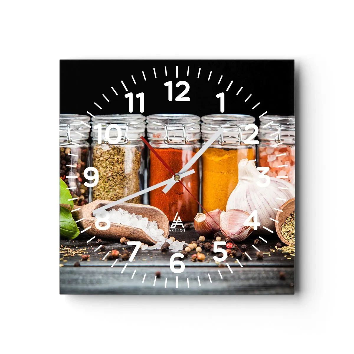 Wanduhr - Glasuhr - Für einen Geschmack des Lebens - 30x30 cm