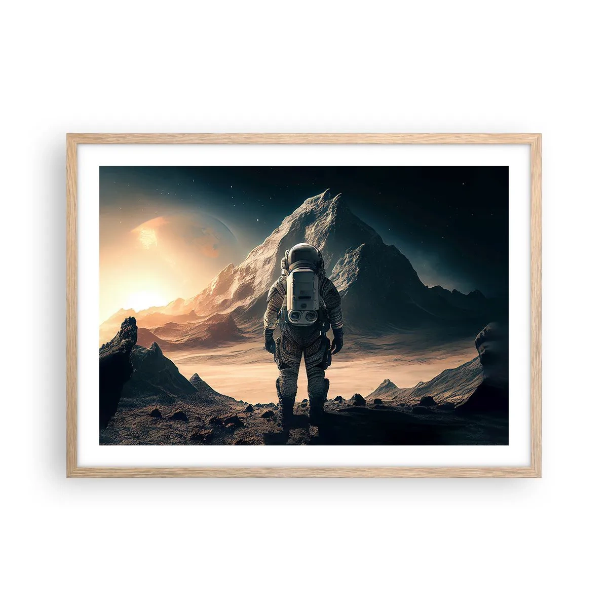 Poster in einem Rahmen aus heller Eiche - Neue Herausforderung - 70x50 cm