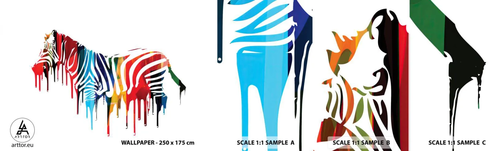 Fototapeten Muster Selbstklebend Deluxe Sticker - Nicht nur schwarz-weiß - Abstraktion, Rippen, Grafik - 100x30 cm