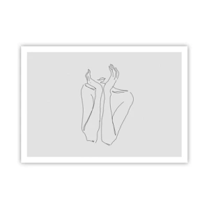 Poster - Minimalistische Strichzeichnung von Gesicht und Händen - 100x70cm - Wovon Mädchen träumen - Moderne Wanddekoration für Wohnzimmer und Schlafzimmer ARTTOR