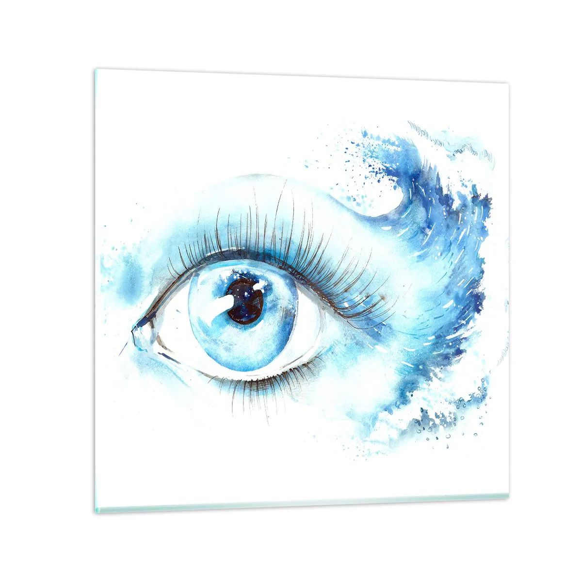 Glasbild - Bild auf glas - Tauchen Sie ein in das Blau der Blicke - 50x50 cm