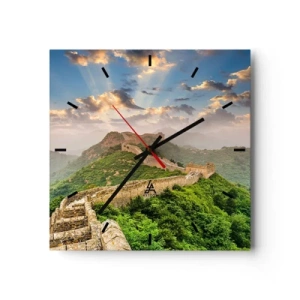 Wanduhr - Glasuhr - Die Chinesische Mauer im Sonnenlicht in einer malerischen Landschaft - 30x30cm - Ewige Größe - Moderne Wanddekoration für Wohnzimmer und Schlafzimmer ARTTOR