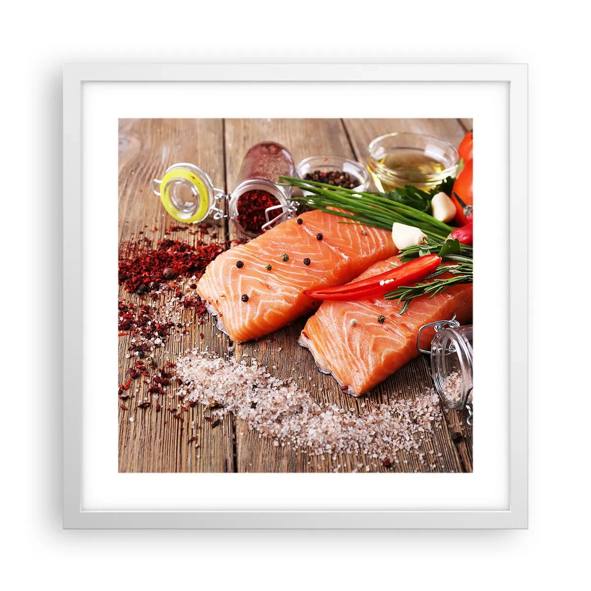 Poster in einem weißen Rahmen - Norwegisches Abenteuer in der Küche - 40x40 cm