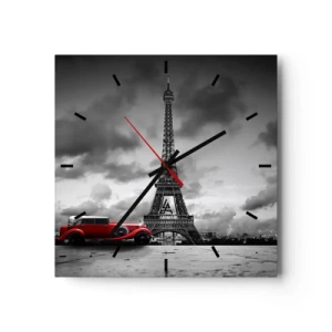 Wanduhr - Glasuhr - Vor nicht allzu langer Zeit in Paris - 40x40 cm