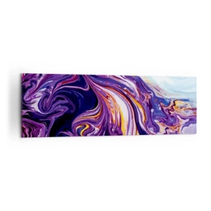 Bild auf Leinwand - Leinwandbild - Ein dynamisches abstraktes Muster in Lila- und Gelbtönen. - 160x50cm - Die Falte ist lila geworden - Moderne Wanddekoration für Wohnzimmer und Schlafzimmer ARTTOR