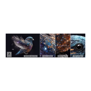 Fototapeten Muster Selbstklebend Deluxe Sticker - Diamantsperling - Vogel, Magie, Kosmos - 100x30 cm