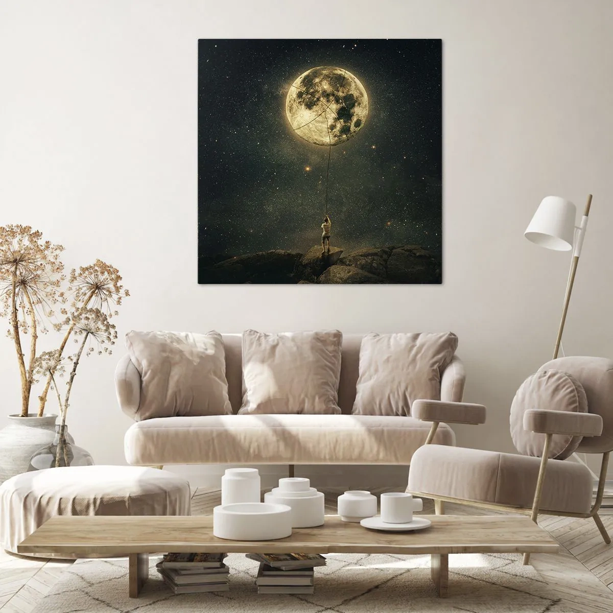 Bild auf Leinwand - Leinwandbild - Der Mann, der den Mond gestohlen hat - 40x40 cm