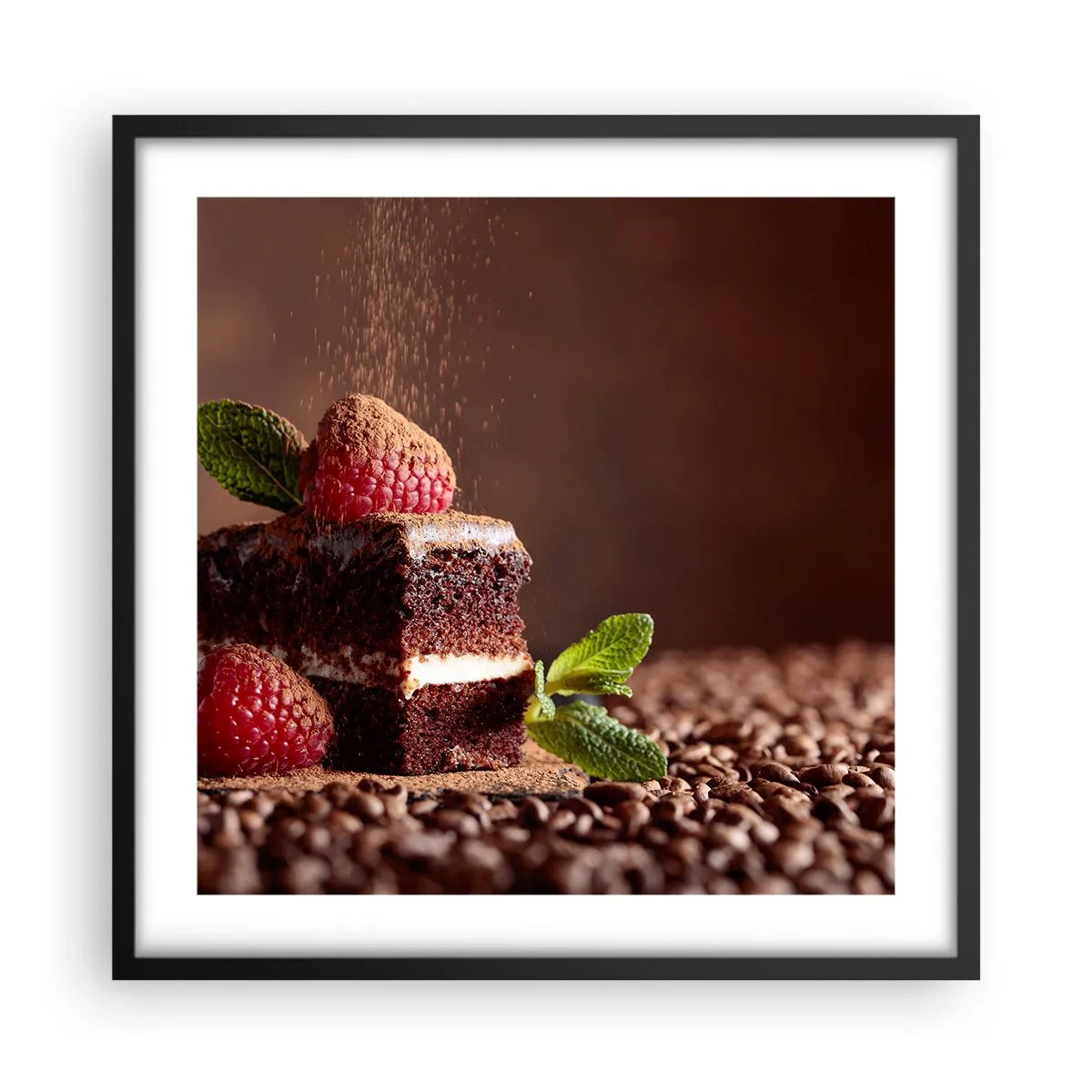 Poster in einem schwarzem Rahmen - Das Leben ist süß - 50x50 cm