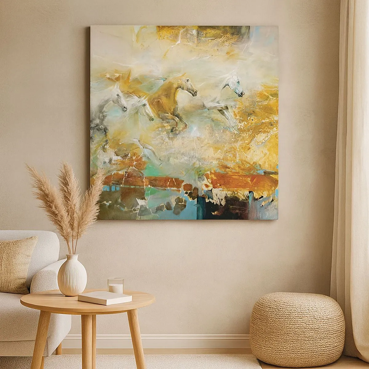 Bild auf Leinwand - Leinwandbild - Im Galopp durch das Licht - 30x30 cm