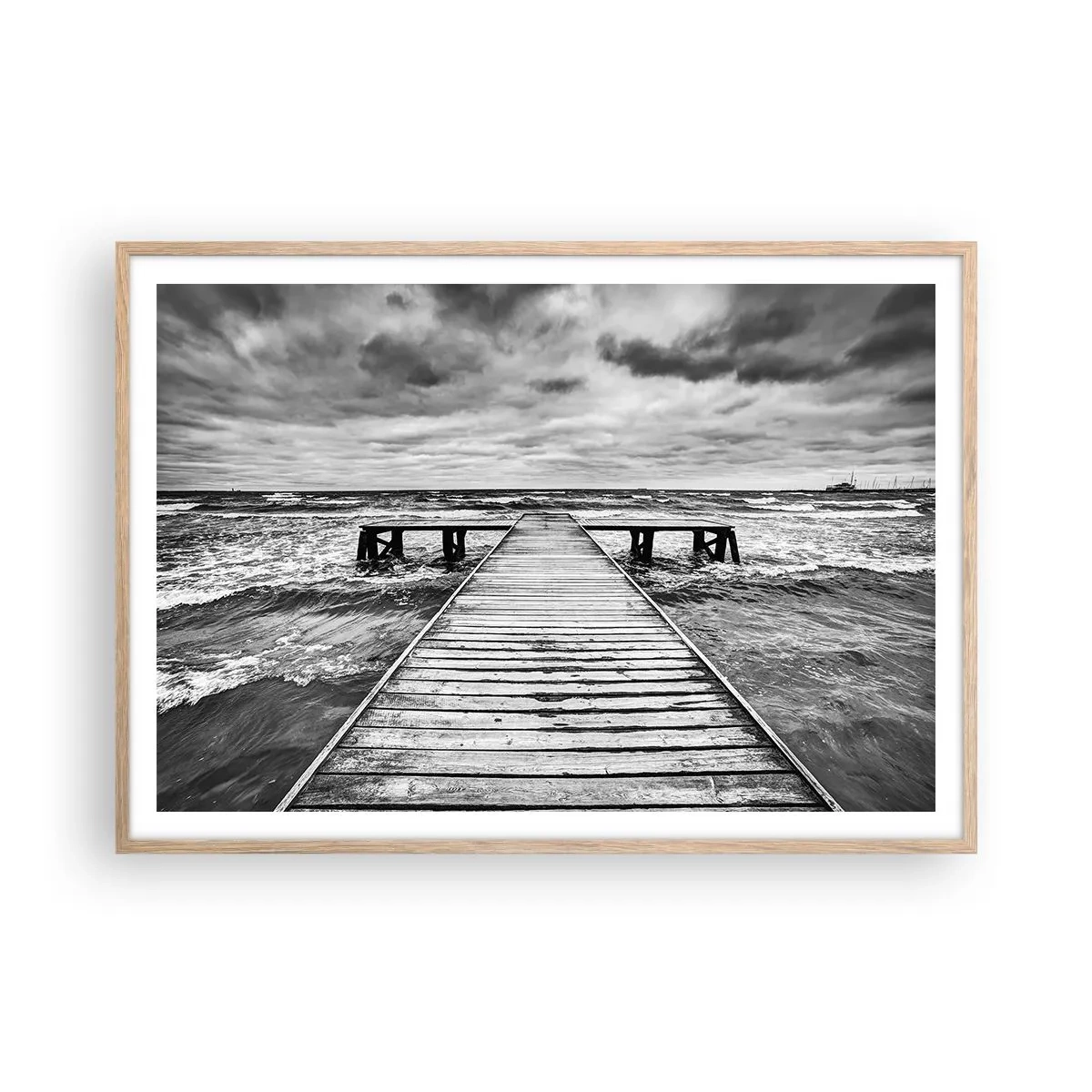 Poster in einem Rahmen aus heller Eiche - Ich warte darauf, dass der Wind wegjagt... - 100x70 cm