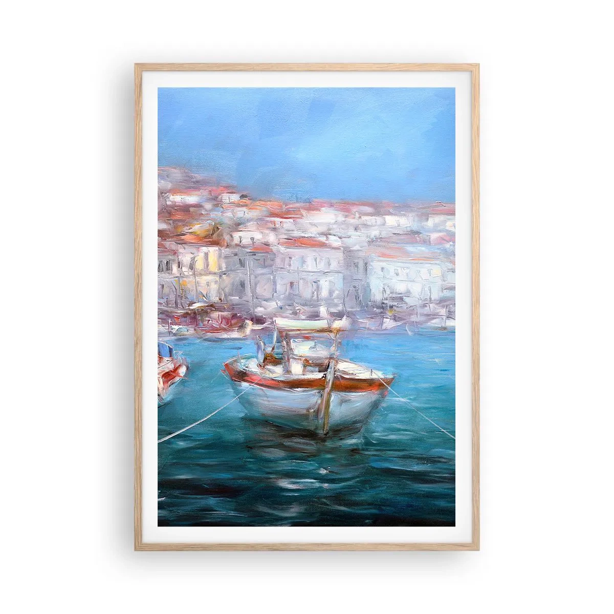 Poster in einem Rahmen aus heller Eiche - Italienische Bucht - 70x100 cm